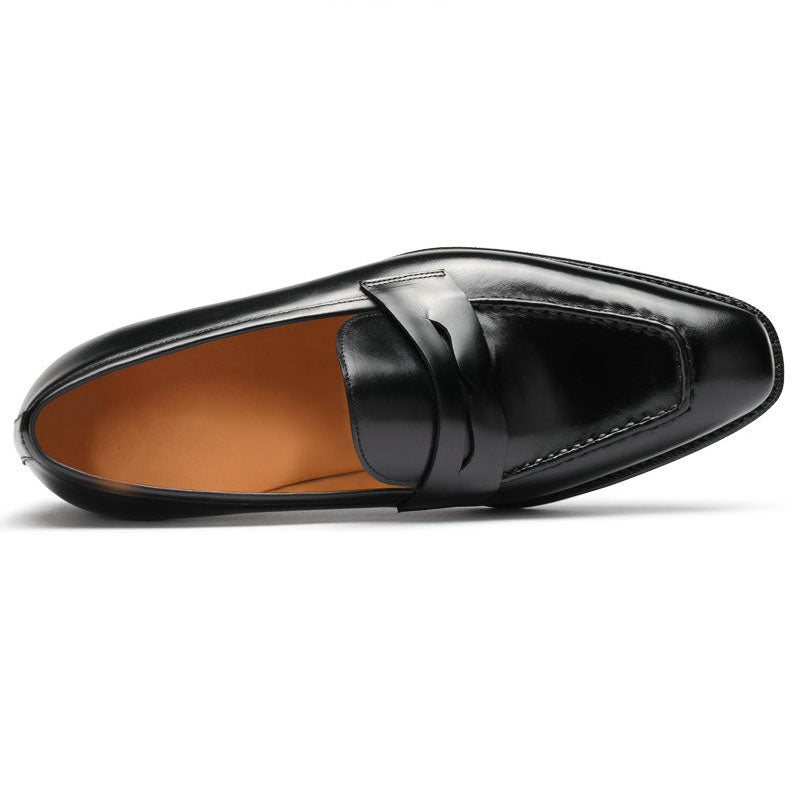 Black leather fashion men's loafers