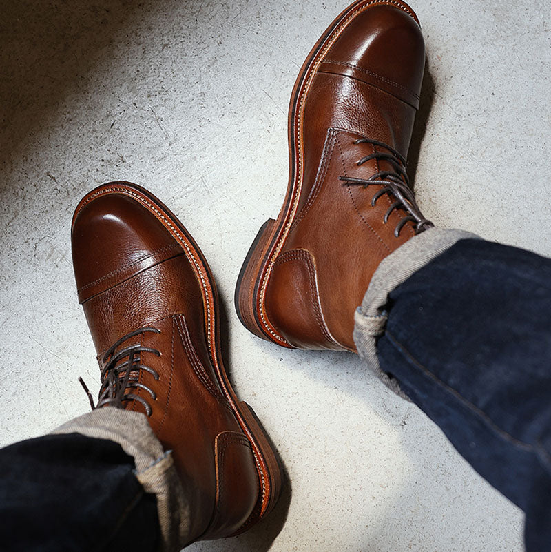 Black Cowhide Martin Boot Men's Leather Boots Shoes