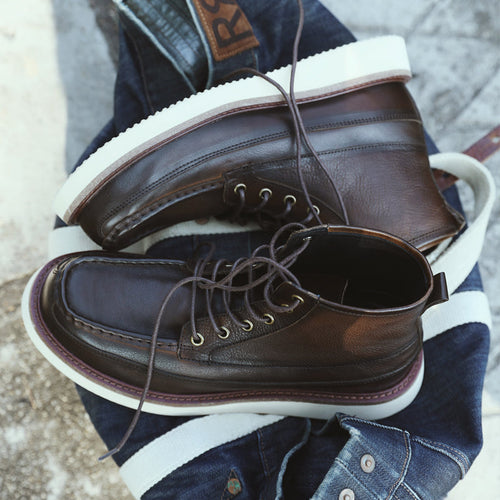 6 hole ami khaki lace-up motorcycle boots round toe work shoes martin boots