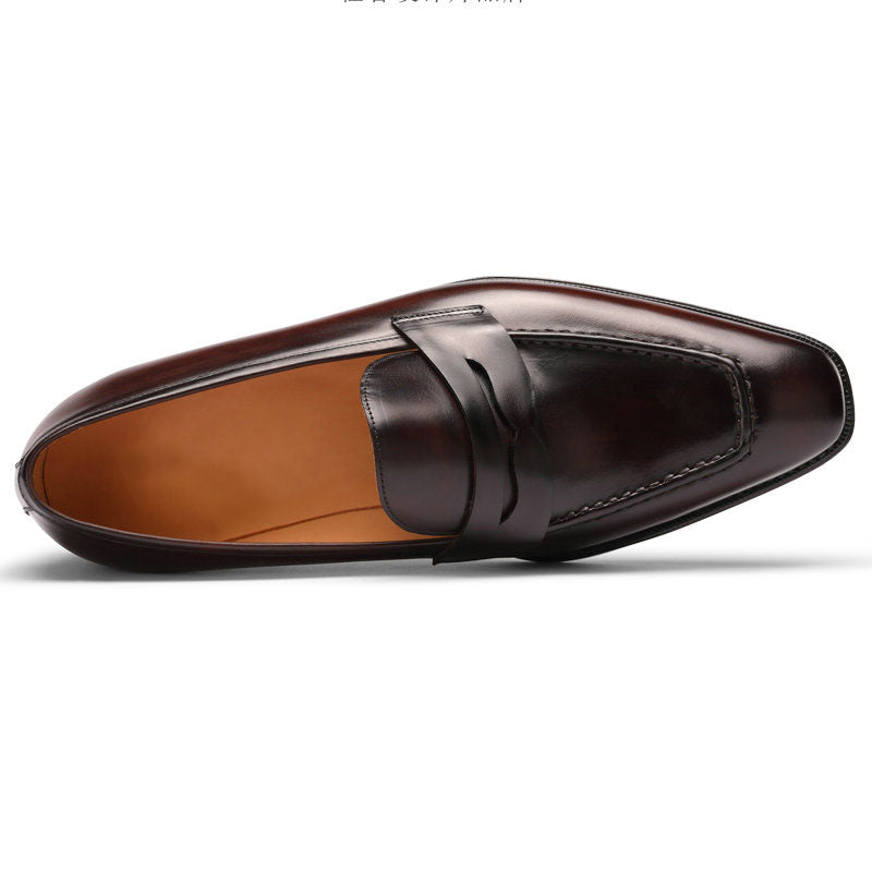 Black leather fashion men's loafers