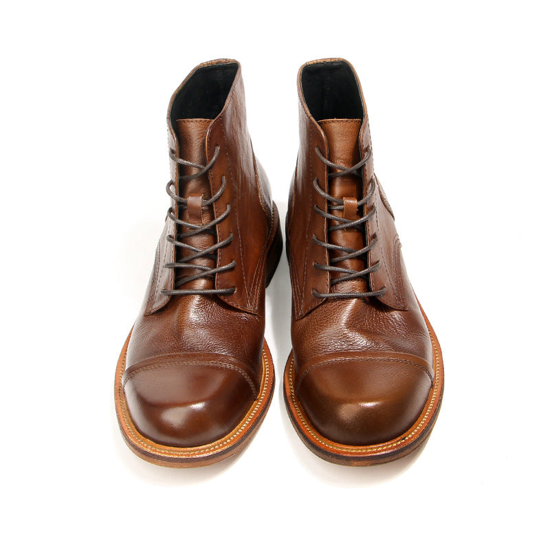 Black Cowhide Martin Boot Men's Leather Boots Shoes