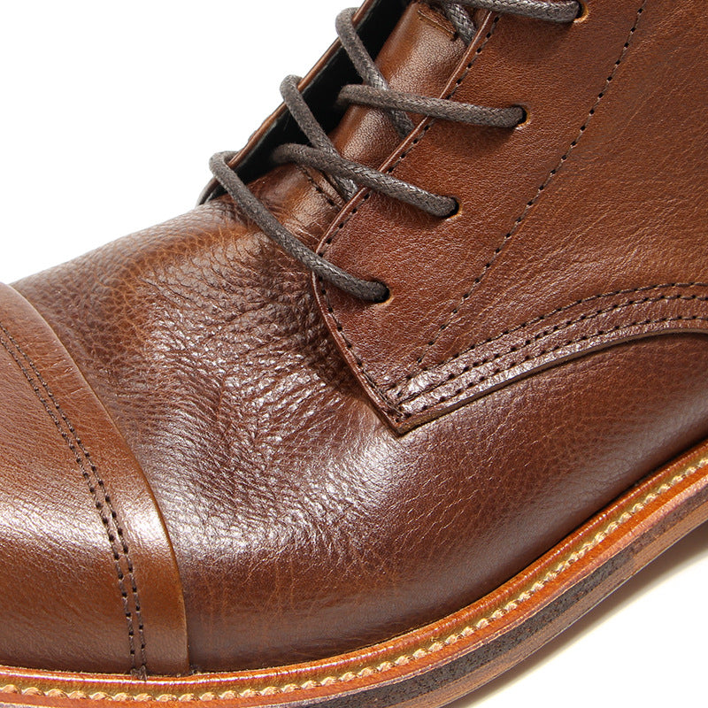 Black Cowhide Martin Boot Men's Leather Boots Shoes